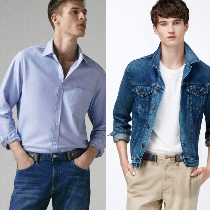 WERFORU No Buckle Show Belt for Men Buckle Free Stretch Belt for Jeans Pants 1.38 Inches Wide Father's Day Gift, Black Belt Gun Snap, Pants Size 30-48 Inches - Image 4